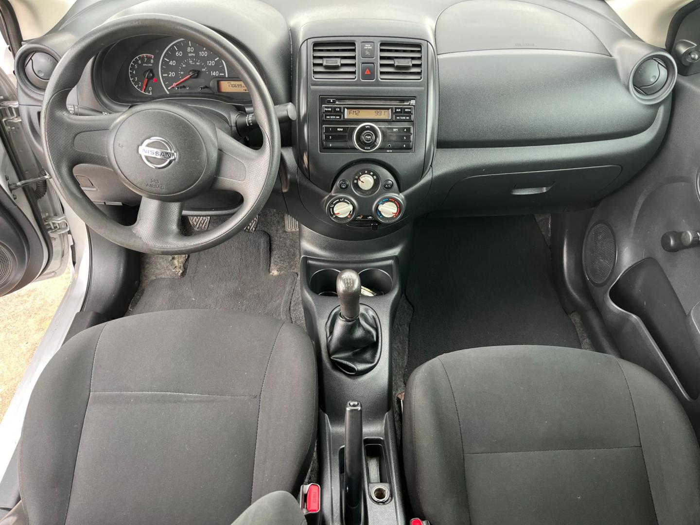 2014 SILVER /black Nissan Versa 1.6 S 5M (3N1CN7AP3EL) with an 1.6L L4 DOHC 16V engine, 5-Speed Manual transmission, located at 14700 Tomball Parkway 249, Houston, TX, 77086, (281) 444-2200, 29.928619, -95.504074 - Photo#10